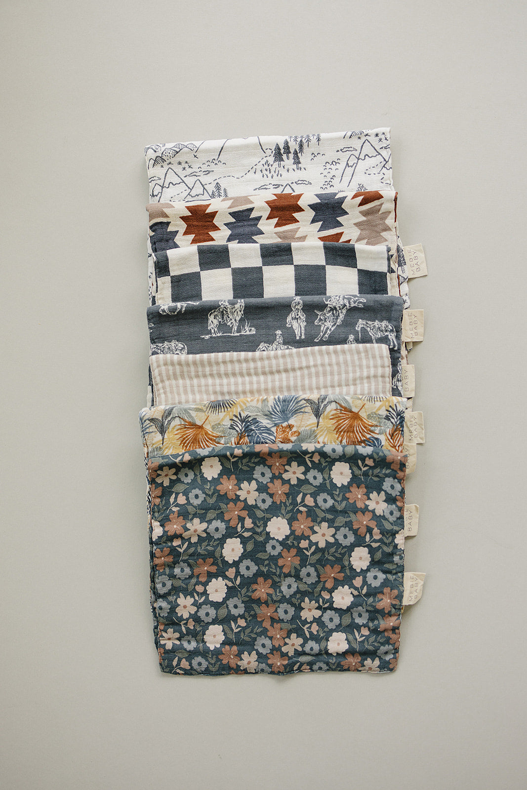 Taupe Stripe Muslin Burp Cloth - HoneyBug 
