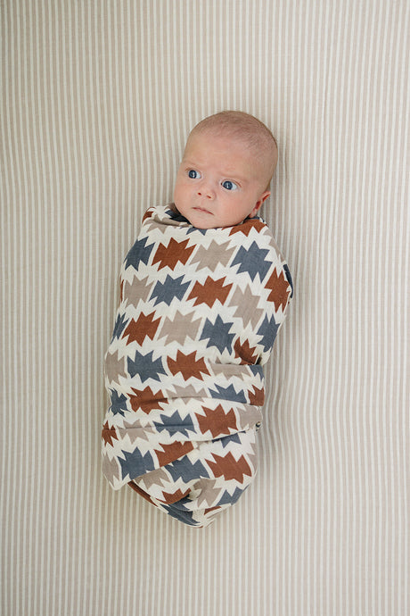 Western Aztec Muslin Swaddle Blanket - HoneyBug 