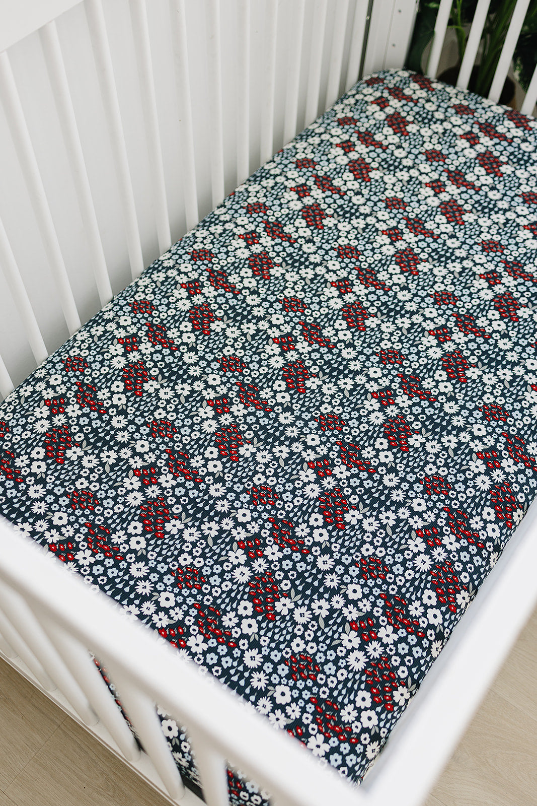 Americana Floral Bamboo Stretch Crib Sheet - HoneyBug 