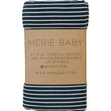 Navy Stripes Ribbed Bamboo Stretch Swaddle - HoneyBug 
