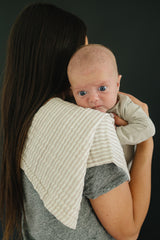 Taupe Stripe Muslin Burp Cloth - HoneyBug 