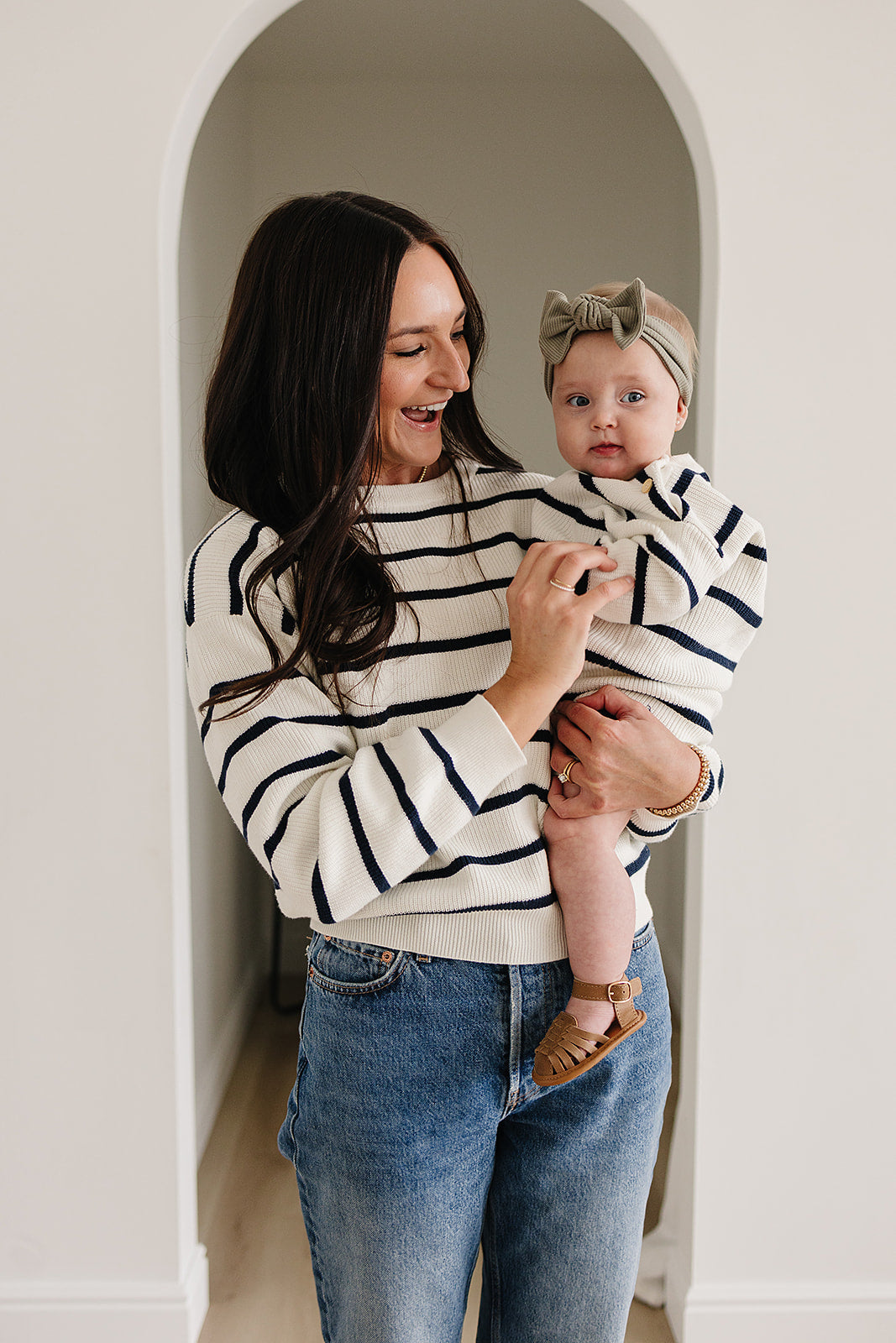 Navy Stripe Adult Knit Sweater - HoneyBug 