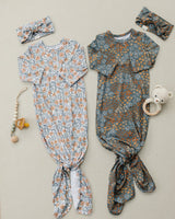 Navy Floral Bamboo Head Wrap - HoneyBug 