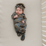 Navy Floral Bamboo Head Wrap - HoneyBug 
