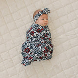 Americana Floral Ribbed Bamboo Stretch Swaddle - HoneyBug 