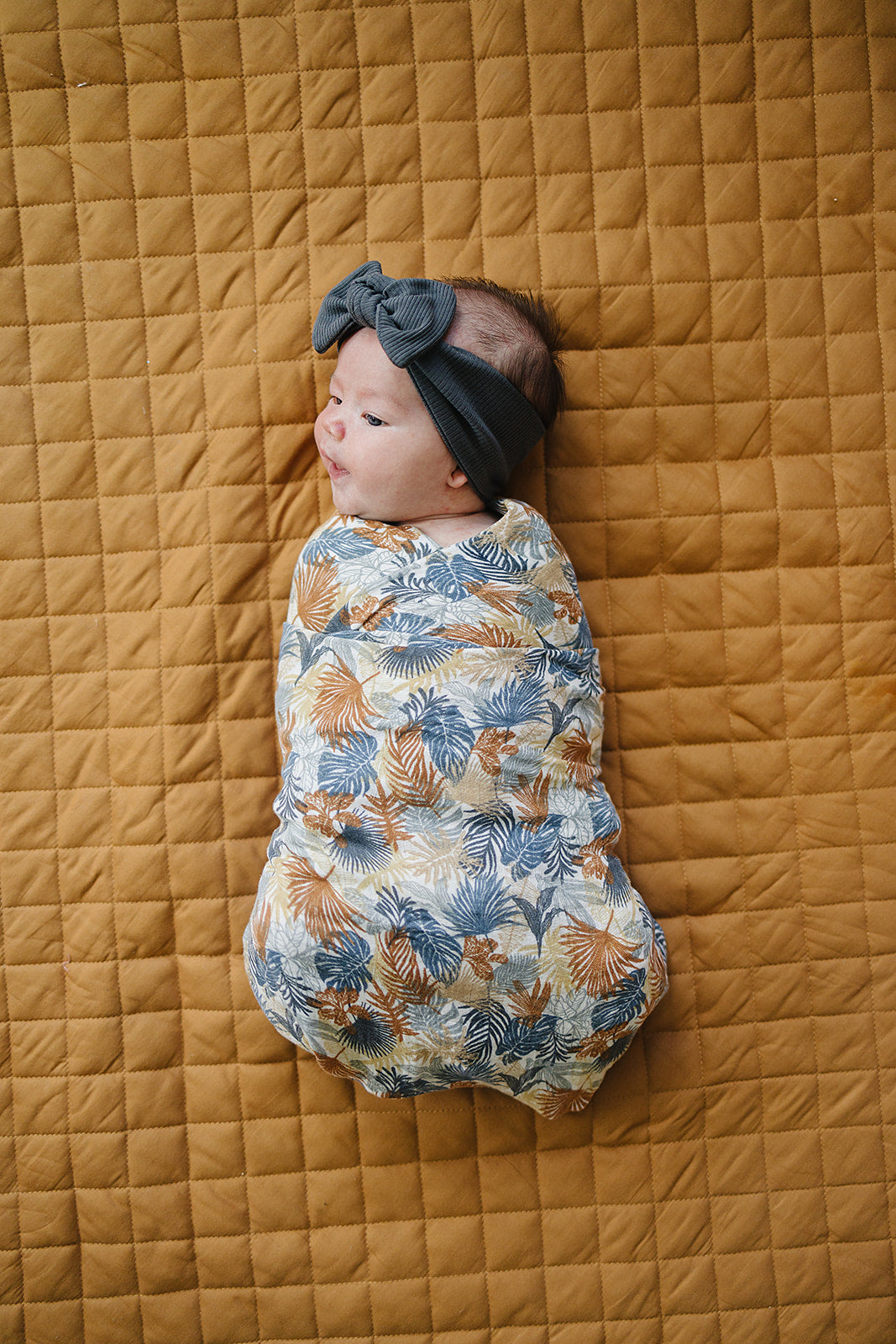 Paradise Palms Muslin Swaddle Blanket - HoneyBug 
