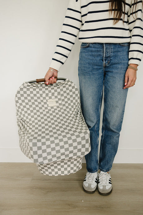 Light Green Checkered Bamboo Multi-Use Cover - HoneyBug 