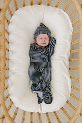 Navy Stripes Bamboo Knot Gown - HoneyBug 