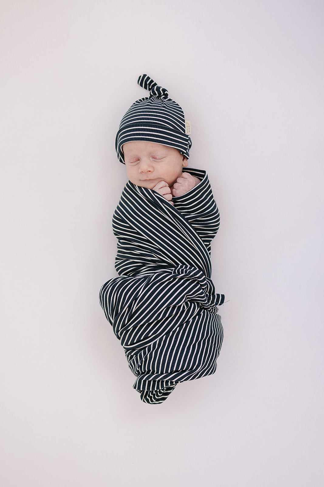Navy Stripes Ribbed Bamboo Stretch Swaddle - HoneyBug 