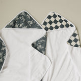 Charcoal Checkered Muslin Hooded Towel - HoneyBug 