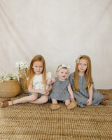 Navy Gingham Linen Cotton Dress - HoneyBug 