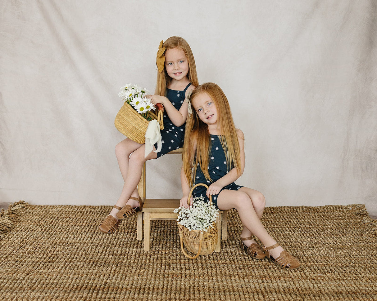 Navy Daisies Tank + Biker Short Set - HoneyBug 