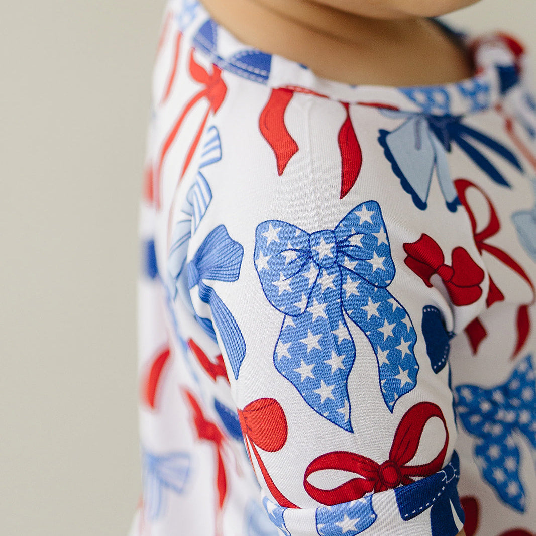 Bamboo Shorty Romper  | Red-White & Bows