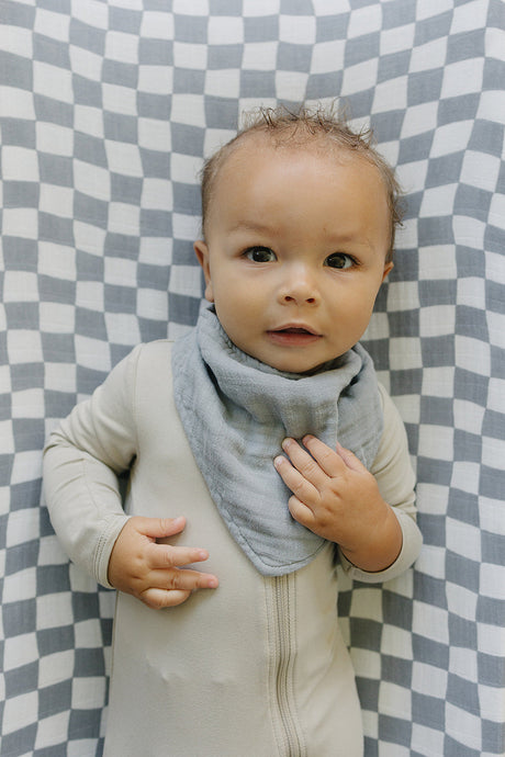 Dusty Blue Muslin Bib - HoneyBug 