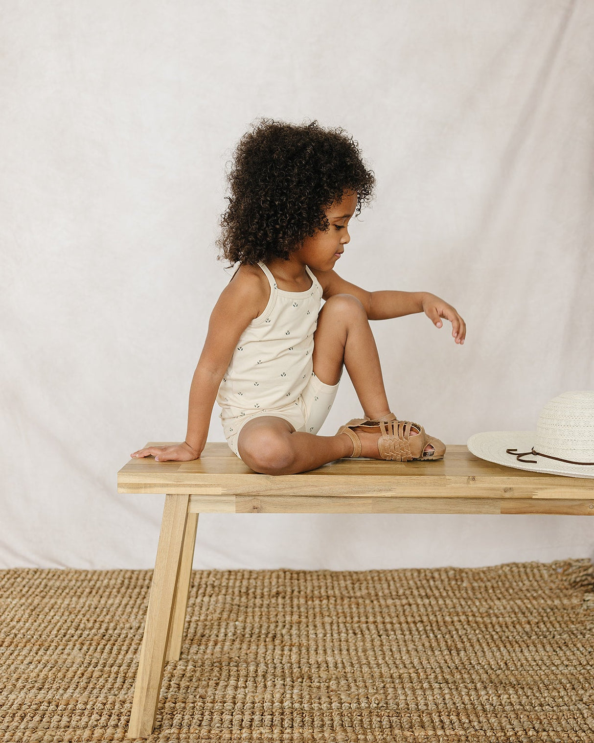 Cream Tulips Tank + Biker Short Set - HoneyBug 