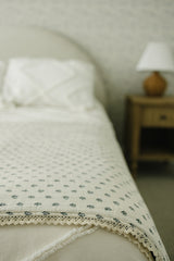 Navy Berry + Cream Berry Lace Twin Muslin Quilt - HoneyBug 