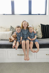 Navy Gingham Short Pajama Set - HoneyBug 