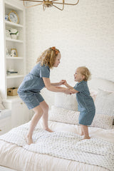 Navy Gingham Short Pajama Set - HoneyBug 
