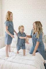 Navy Gingham Short Pajama Set - HoneyBug 