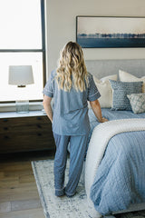 Women's Navy Gingham Pajama Set - HoneyBug 