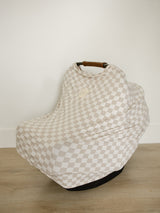 Taupe Checkered Bamboo Multi-Use Cover - HoneyBug 