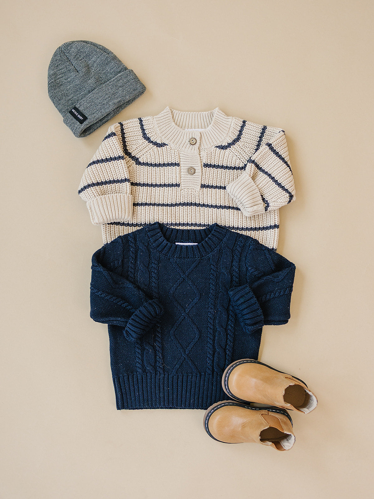 Navy Cable Knit Sweater - HoneyBug 