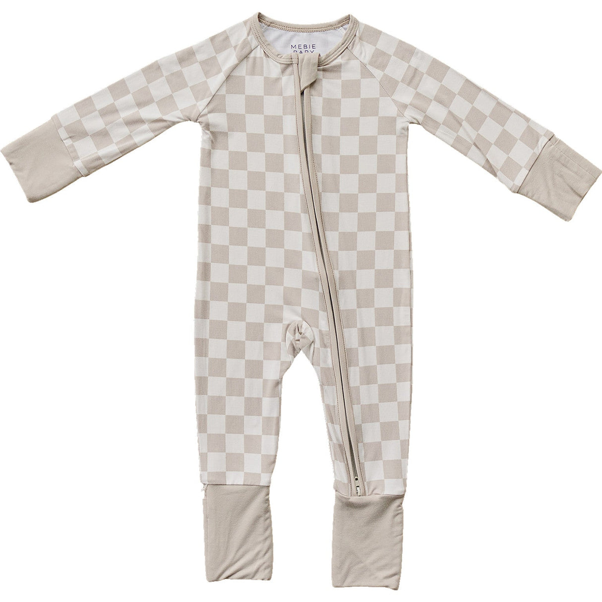 Taupe Checkered Bamboo Zipper - HoneyBug 