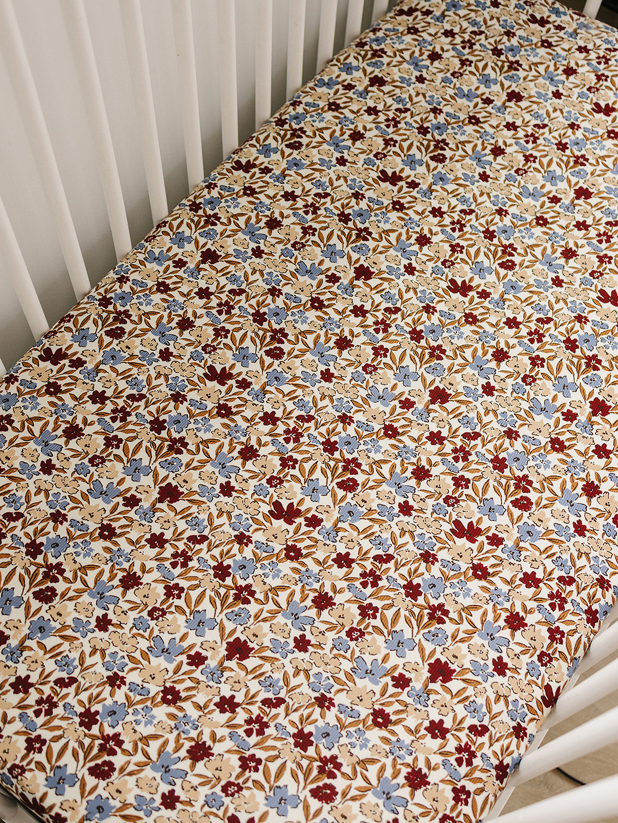 Desert Floral Ribbed Bamboo Stretch Crib Sheet