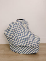 Blue Checkered Ribbed Bamboo Multi-Use Cover