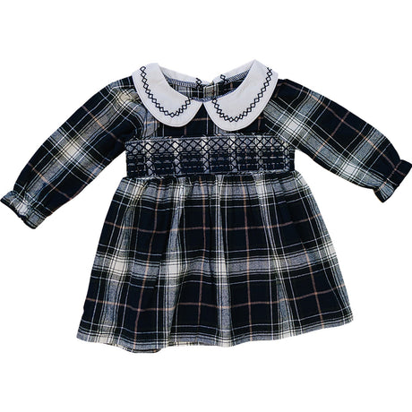 Navy Plaid Smocked Dress - HoneyBug 