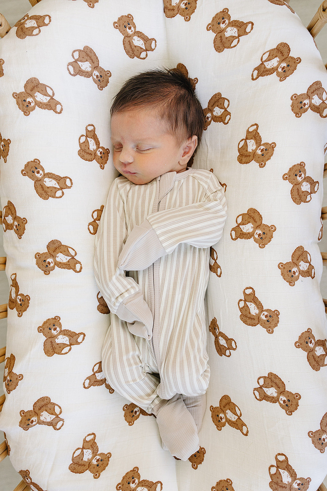 Taupe Stripe Ribbed Bamboo Zipper - HoneyBug 
