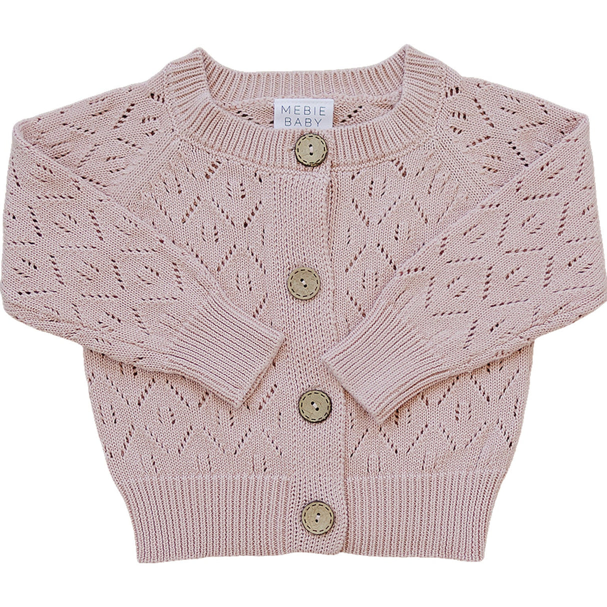 Pink Pointelle Button Down Cardigan - HoneyBug 