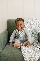 Forrest + Green Stripes Muslin Quilt - HoneyBug 
