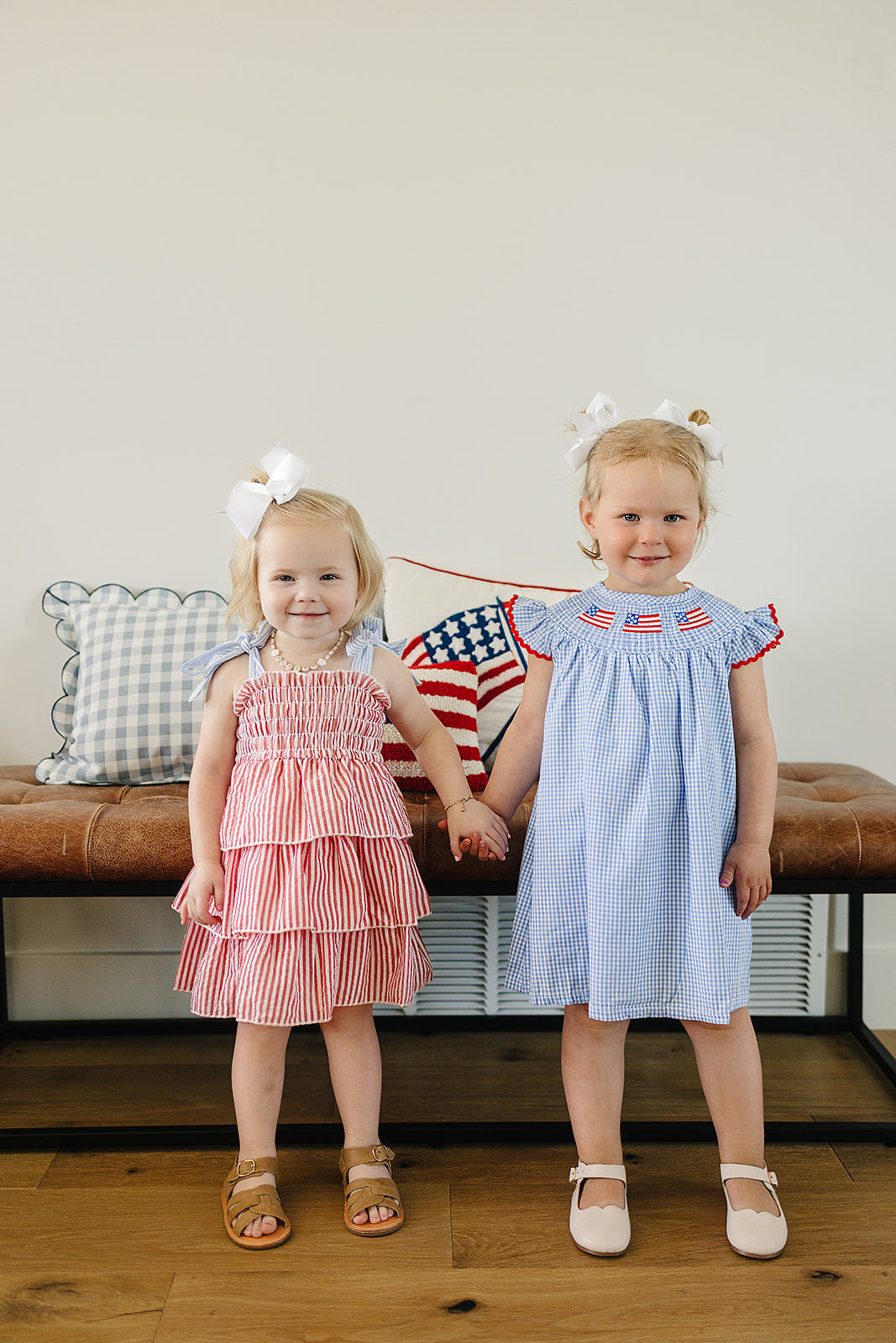 Flag Gingham Smocked Dress - HoneyBug 