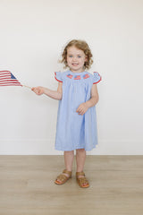 Flag Gingham Smocked Dress - HoneyBug 