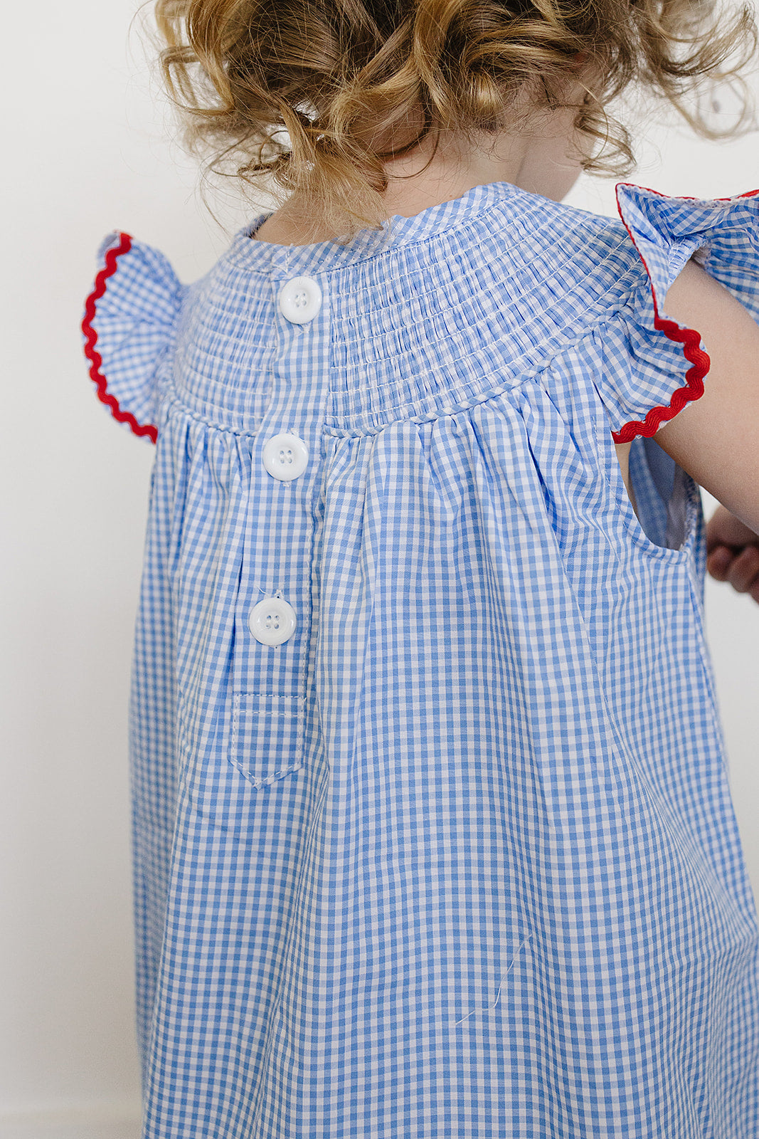 Flag Gingham Smocked Dress - HoneyBug 