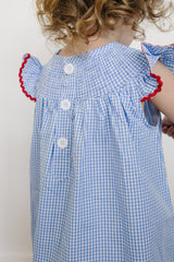 Flag Gingham Smocked Dress - HoneyBug 