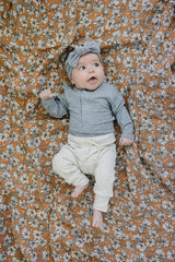 Heather Grey Bamboo Snap Long Sleeve Ribbed Bodysuit - HoneyBug 