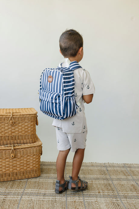 Navy Stripe Mini Backpack - HoneyBug 