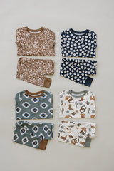 Brown Floral Ribbed Bamboo Cozy Set - HoneyBug 
