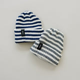 Navy & White Stripe Chunky Knit Beanie - HoneyBug 