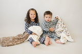 Navy Daisy Ribbed Bamboo Cozy Set - HoneyBug 