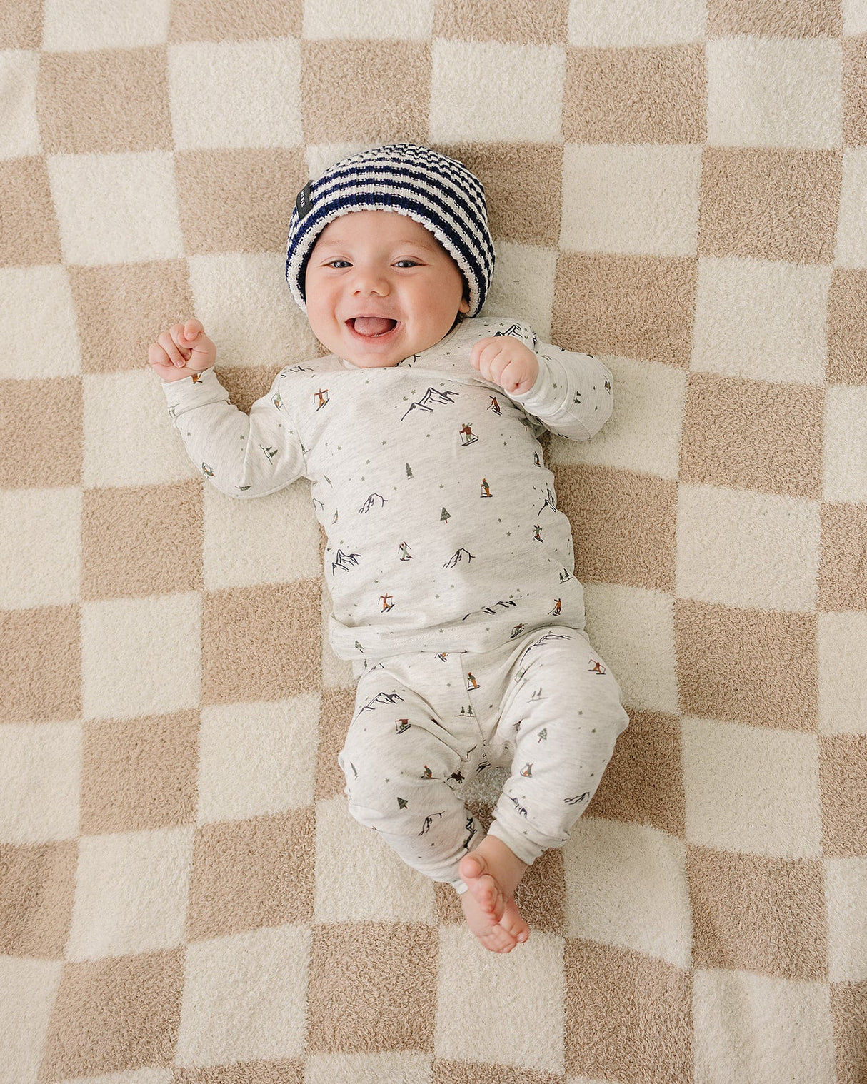 Navy & White Stripe Chunky Knit Beanie - HoneyBug 