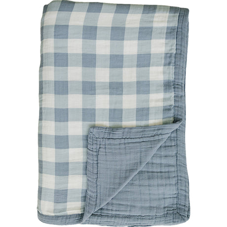 Dusty Blue Gingham Twin Muslin Quilt - HoneyBug 