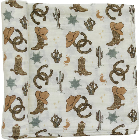 Outlaw Cowboy Muslin Swaddle Blanket - HoneyBug 