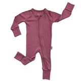 Zip Romper - Mauve Ribbed - HoneyBug 