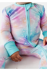 Bamboo One Piece Zip Pajama - Astra Ombre Stars - HoneyBug 