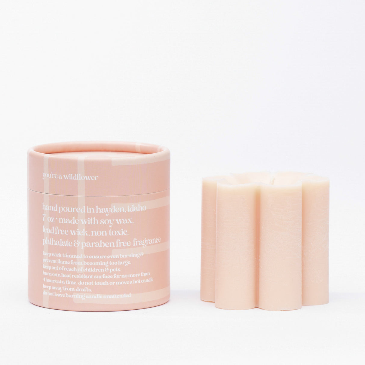 Pink Daisy Pillar Candle - HoneyBug 
