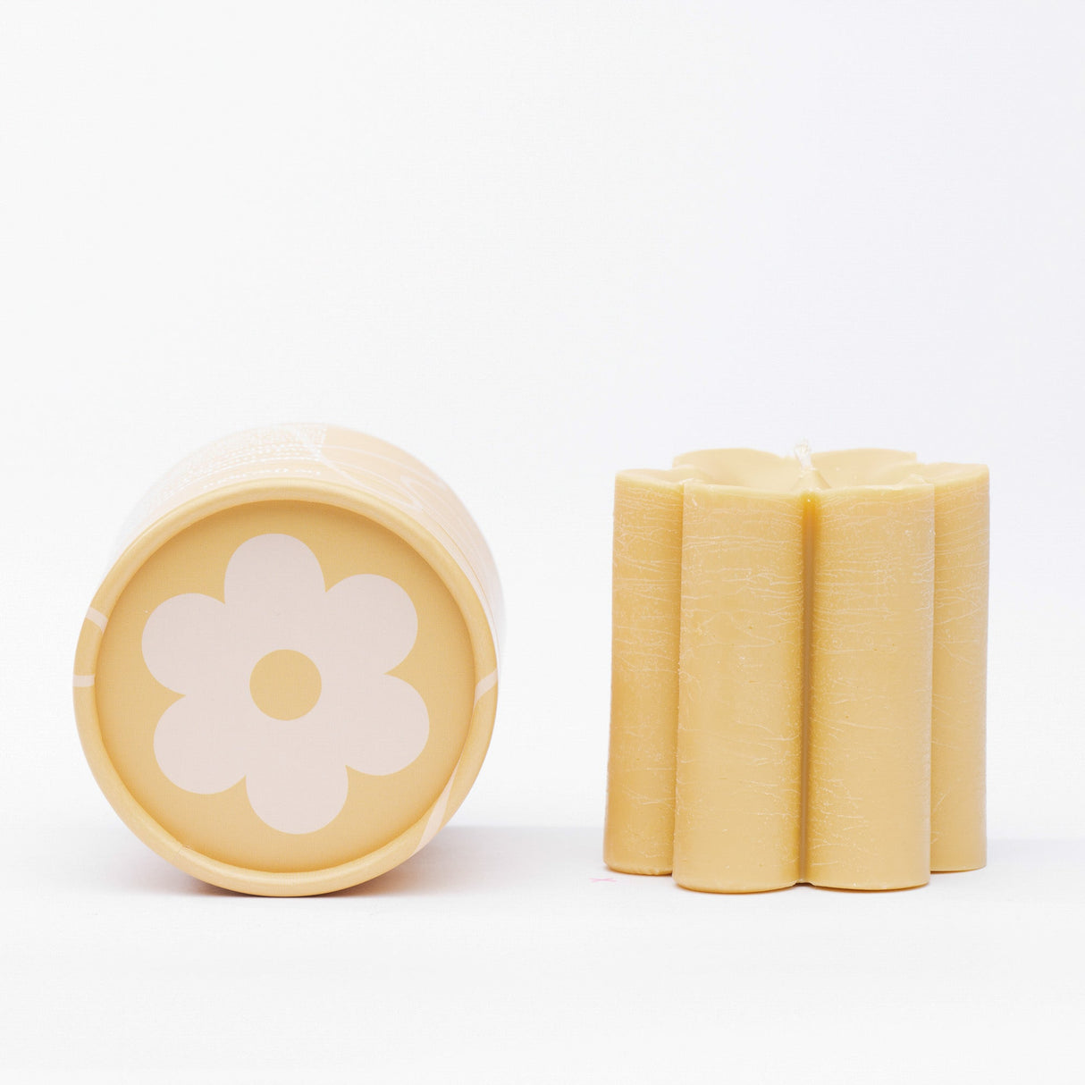 Ochre Daisy Pillar Candle - HoneyBug 
