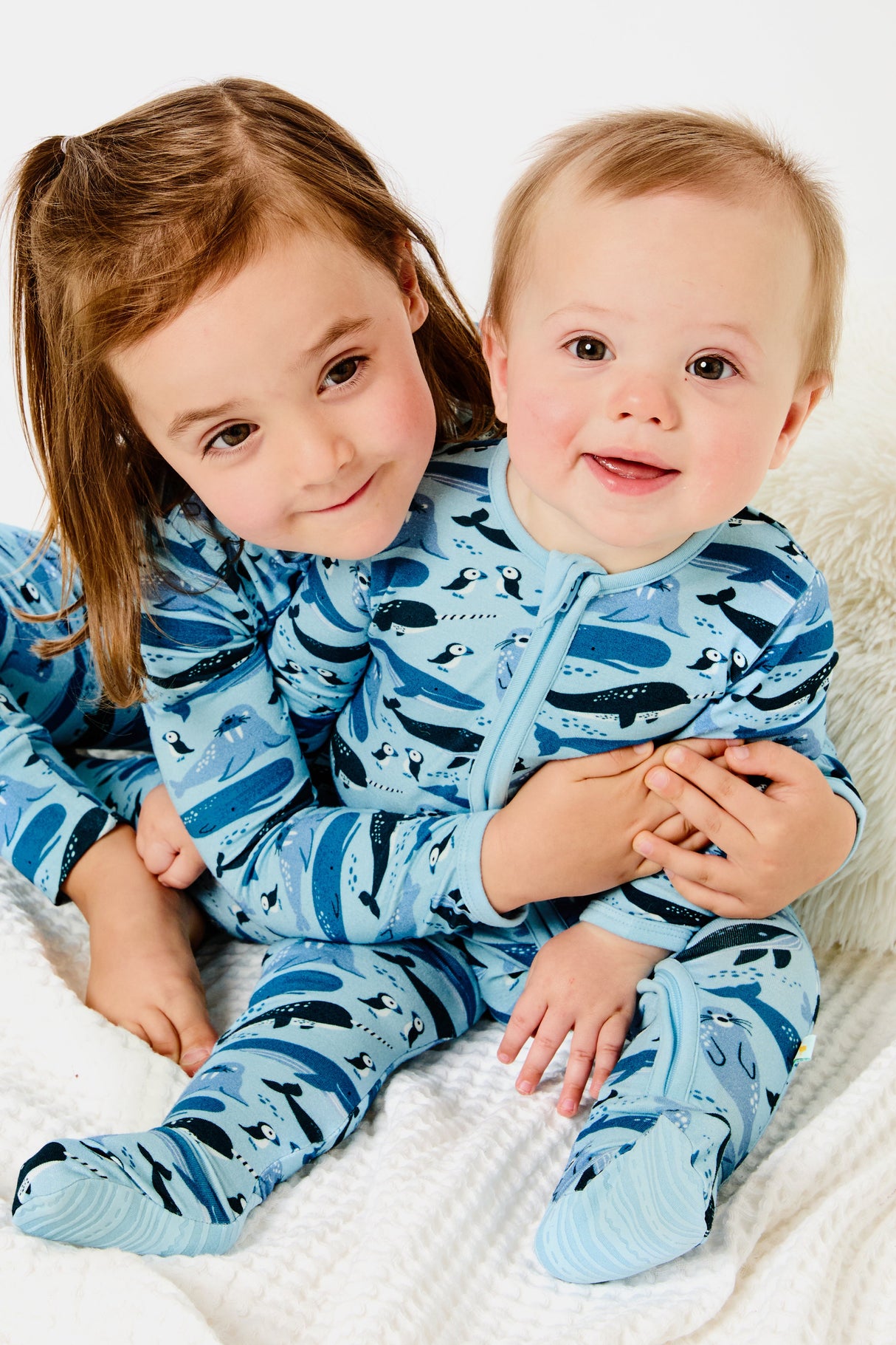Soft & Stretchy Zipper Footie - Ocean Animals - HoneyBug 
